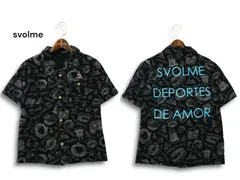 svolme スボルメ 春夏★ ビッグ ロゴ 総柄 半袖 シャツ Sz.S メンズ 黒 サッカー フットサルのサムネイル