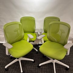 【法人・店舗様向け】オカムラ シルフィー 4脚セット｜ハイバック／ライムグリーン／美品｜高機能チェア
