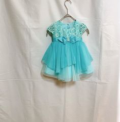 Jona Michelle 女の子 子供用ドレス  ワンピース  12M 70〜80㎝  チュール リボン レース ライトブルー 水色