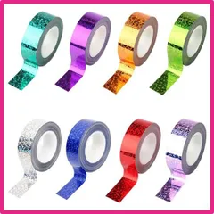 ホログラムテープ DIY アクセサリー 手作り用 誕生日パーティー キラキラテープ スティック フープ グリッターテープ グリッターテープ 自作ペン立て 8色セット 15mm*約5m