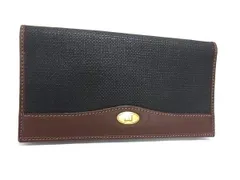 ■美品■ dunhill ダンヒル PVC×レザー 二つ折り 長財布 ウォレット 札入れ カード入れ メンズ ブラック系×ブラウン系 DK2410