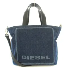 ディーゼル DIESEL 2WAY ハンドバッグ ショルダーバッグ デニム ロゴ キャンバス インディゴ 黒 ブラック /BB