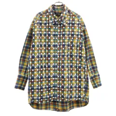 mercibeaucoup. メルシーボークー チェック柄 ドット 長袖 フランネル ロングシャツ 1 イエロー 水玉 レディース 古着