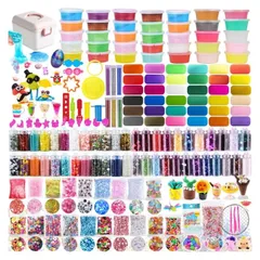 Jecimco スライム キット 水晶粘土 DIY ねんど セット 粘土遊び おもちゃ 手作りツール 金魚鉢ビーズ 果物切片 カラフルフォーム紙吹雪 含有71個入りふわふわクリスタル粘土 slime kit