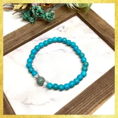ビルマ翡翠 &ターコイズ ブレスレット パワーストーン   8mm×6mm / メンズ レディース 男性 女性 お守り ハンドメイド ★