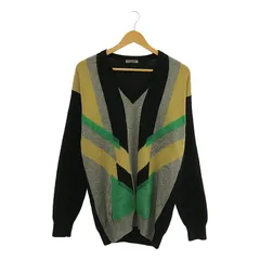 BOTTEGA VENETA / ボッテガヴェネタ | 2015AW | トーマス・マイヤー期 / ウール 幾何学柄 Vネックニット | 46 | ブラック/グレー/グリーン | メンズ