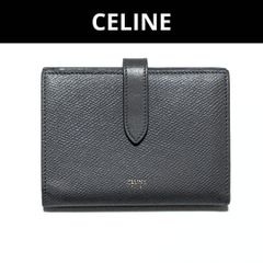 セリーヌ ミディアムストラップウォレット 折り財布 グレー レザー CELINE