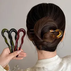 U字コーム かんざし 4色セット ヘアピン おしゃれ ヘアアクセサリー ヘアアレンジ 差すだけ 大人 上品 エレガント