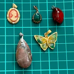 ヴィンテージペンダントトップ 5点セット チャーム アクセサリー ストーン
