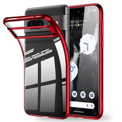 【在庫処分】7 ケース クリア TPU 薄型 ピクセル7 Pixel カバー スマホケース 耐衝撃 スリム 透明 シリコン Google 黄変防止 ストラップホール付き Pixel7 ケース レッド