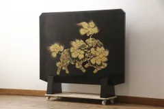 ★事前問合せ必須★ 衝立て 中古 美品 輪島塗り 沈金 迫力 狛犬 まり つい立て 衝い立て パーテーション 間仕切り 店舗什器 リペア+発送まで3週間前後 R-070120