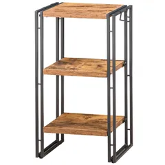 新品 HCHQHS ラック オープンシェルフ 3段 木製 収納 本棚 オープンラック キッチンラック リビングラック 棚 おしゃれ 北欧 木目調 組立簡単 ディスプレイラック スチールラック 幅40cm