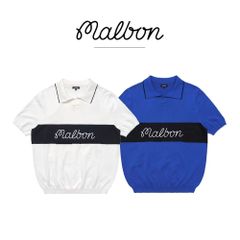 MALBON 春夏 新作 ゴルフウェア メンズ 半袖 ポロシャツ ゆったり 軽量 通気性 伸縮性 白/青