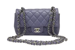 CHANEL シャネル ミニマトラッセ20 Sフラップ Wチェーンショルダーバッグ A69900 15番台 ココマーク ラムスキン パープル系 美品 中古 4b005711