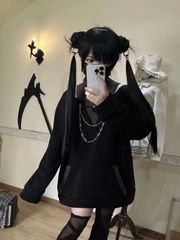 チェーン　ジャケット　サブカル　レディース　大きめ　サイバー　渦雷系　コスプレ　服　原宿　渋谷　ワンピース　トップス　黒　ブラック　ファッション　人気　地雷系　y3k 渋谷　病みかわ　春　秋　冬 ぴえん系　女子　チャイナ