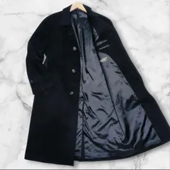 【着丈114cm/カシミヤ100%】ステンカラーコート　XLサイズ　ブラック　黒　マキシ丈　大きいサイズ　ロングコート　光沢感　高級素材　メンズ　ビジネス