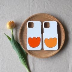 「 ひとつぶ tulip（ red / orange ）」＜ホワイトケース＞【 側表面印刷 iPhoneケース 】