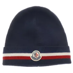 MONCLER (モンクレール) BERRETTO TRICOT ワッペンロゴ コットンニットキャップ ビーニー 帽子 ネイビー I20913B00065 A9575
