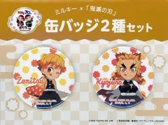 【中古】バッジ・ピンズ 我妻善逸＆煉獄杏寿郎 缶バッジ2種セット 「ミルキー×鬼滅の刃」