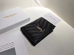 ⭐️未使用⭐️サンローラン 二つ折り財布 本革　ブラック サンローラン(SAINT LAURENT) ブラック メンズ二つ折り財布