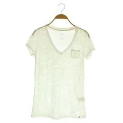 アルマーニエクスチェンジ A/X ARMANI EXCHANGE シアーTシャツ カットソー Vネック 半袖 総柄 S ホワイト /MY ■OS