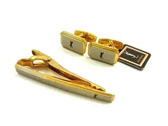 YVESSAINTLAURENT イヴサンローラン ヴィンテージ   カフスボタン ネクタイピン アクセサリー 2点セット メンズ ゴールド系 DK6714