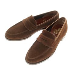 【中古】クロケットアンドジョーンズ CROCKETT&JONES RICHMOND スエード コインローファー ブラウン【サイズ6 1/2E】【メンズ】