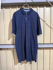 403 TOMMY HILFIGER 半袖 ポロシャツ トミー ヒルフィガー XL ネイビー 夏 ビックサイズ シンプル ホワイト 古着卸仕入