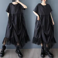 新品 2026新作 モード系  大きいサイズ ワンピース　レース　個性  シアー　レディース 春夏　 新品 半袖　秋