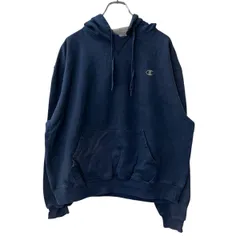 Champion ロゴスウェット パーカー L ネイビー チャンピオン フーディー プルオーバー ワンポイントロゴ 古着卸 アメリカ仕入 a709-5575