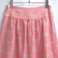 00s フランス製 PAUL & JOE ポールアンドジョー リバティ風 小花柄 シルクミニスカート フレンチ エレガンス コーラルピンク ヴィンテージ ビンテージ ヨーロッパ古着 レディースS相当のサムネイル