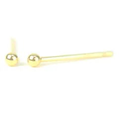 【在庫セール】ボールピアス 18金 18金 1ペア両耳販売 K18 ダブルロックキャッチ大 太さ0.8mm長さ12mm 幅太 ピアス芯幅太長めタイプ 2mm 福耳 K18イエローゴールド丸玉ピアス 軸太 yokomountain セカンドピアス