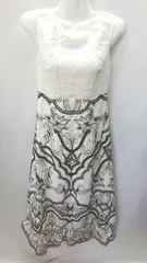 ◇ JILLSTUART 花柄 ステッチデザイン ロング丈 ワンピース サイズ0 ホワイト ブラック レディース E  【1406050051051】