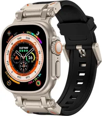 Royce&Roland Apple watch バンド Ultra Ultra2 対応 44mm 45mm 46mm 49mm おしゃれ アップルウォッチ ウルトラ ベルト/TPU ステンレス Series 10 8 7 スポーツ(ブラック)