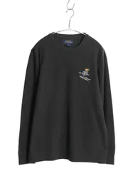 【お得なクーポン配布中!】 ポロベア ポロ ラルフローレン 長袖 サーマル Tシャツ メンズ L ロンT キャラクター ワッフル ワンポイント カットソー ロングスリーブ 黒