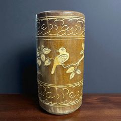 黒磁釉 線刻鳥文 花入 - メルカリ