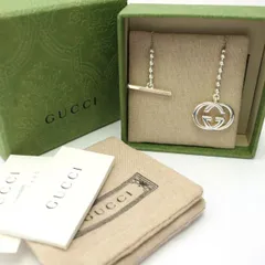 GUCCI インターロッキングG ネックレス シルバー Ag925 ボールチェーン 箱付 ダブルG グッチ◆送料込み◆質屋-i8964