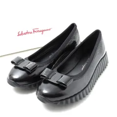 ■美品■Salvatore Ferragamo サルヴァトーレフェラガモ DOLLY ドリー パンプス サイズ7 C ヴァラリボン プラットフォーム エナメル 厚底 フラットシューズ レザー 靴 ブランド古着【中古】20250626/RA5025