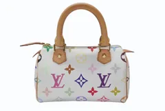LOUIS VUITTON ルイヴィトン モノグラム マルチカラー ミニスピーディ ハンドバッグ M92645 PVC ヌメ革 ホワイト 村上隆 美品 中古 4b004280