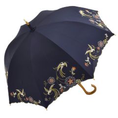 シノワズリーモダン宝相華刺繍かわず張り晴雨兼用長日傘
