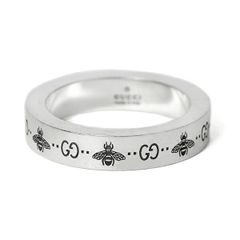 新品 未使用 グッチ GG & ビー エングレイブワイド シルバーリング 24 