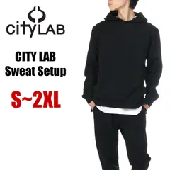 【新品・未使用】【上下セット】【ブラック】CITY LAB スウェット 上下 メンズ シティーラブ パーカー + スウェットパンツ セットアップ 大きいサイズ 無地 ロング丈 サイドジップ スキニー スリム ジョガーパンツ おしゃれ ブランド
