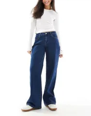 【送料無料】 ヴェロモーダ レディース デニムパンツ ボトムス Vero Moda Elly wide leg jeans in dark blue denim Dark Blue Denim