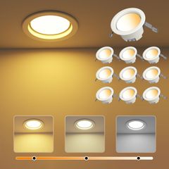 ICHIYO ledダウンライト 100φ 調色 SB形 天井埋込型 昼光色 電球色 昼白色 3段階調色 5W 500LM 浅型6H 白熱球40形相当 照明器具 キッチン、台所、玄関、部屋、リビング、商店、バー、カラオケ 適用(調色 タイプ10個セット)