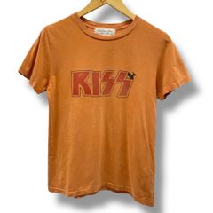 REMI RELIFF レミレリーフ ヴィンテージ加工 KISS Tシャツ カットソー トップス ロゴTシャツ ダメージ加工 レトロ コットン 綿 オレンジ Sサイズ レディース 夏 ゴーゴー古着マルイ北千住店 2 No.242