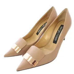セルジオロッシ Sergio rossi SR1 PUMPS パンプス ポインテッドトゥ ハイヒール レザー ロゴプレート 39.5 ピンクグレー /BB