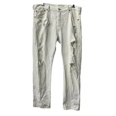 Levi's 501 デニムパンツ W36 ホワイト リーバイス メキシコ製 ボタンフライ ストレート ダメージ ジーンズ 2510-61