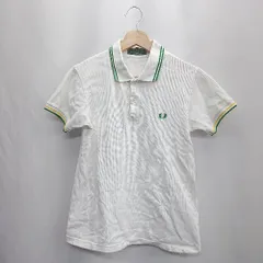 ◇ ⊂ Φ FRED PERRY フレッドペリー ブランド刺<!-利用不可文字-!>ロゴ 半袖 ポロシャツ サイズ40 ホワイト系 レディース メンズ E  【1502180030796】