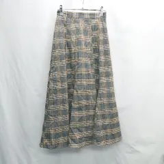 ◇ Θ ブランド不明 チェック柄 ロング フレア スカート サイズＳ ブラウン系 レディース E  【1505130008678】