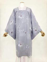 道行【新品】袷 対応身長:165cm前後 グレー 切り取り柄 109-0007